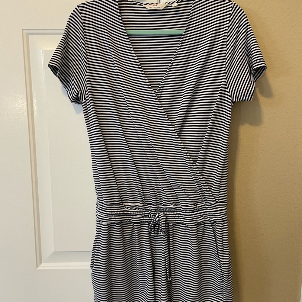 Vineyard Vines Striped Black and White Short Sleeve Dress